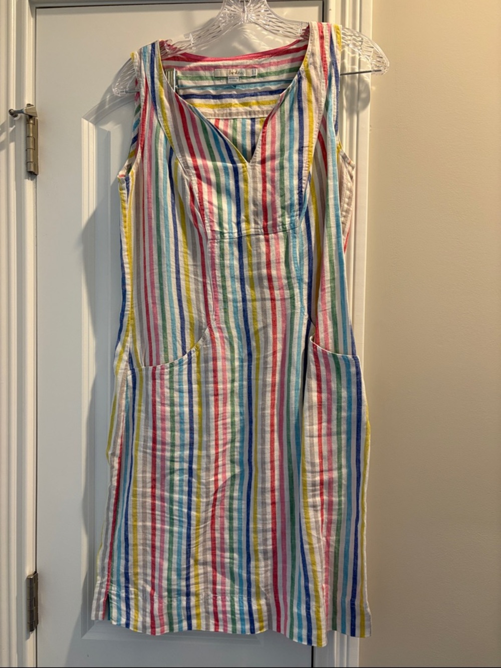 Boden Multicolor Striped Linen Shift Dress